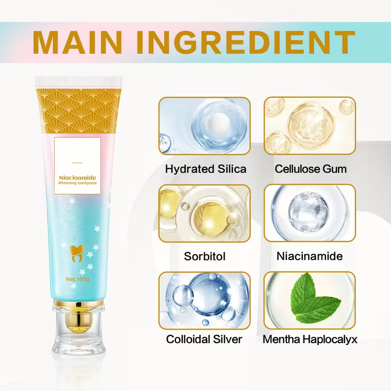 Oralhoe Nicotinamide Dazzle White Toothpaste – Whitening & Fresh Breath Toothpaste with Niacinamide | 100g Daily Oral Care Gel