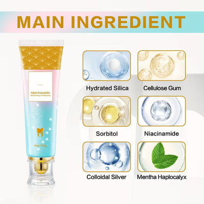 Oralhoe Nicotinamide Dazzle White Toothpaste – Whitening & Fresh Breath Toothpaste with Niacinamide | 100g Daily Oral Care Gel