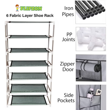 FLIPZON Premium 6-Tier Shoe Rack – Space-Saving, Durable &amp; Stylish Storage Solution Souq Al Riyad