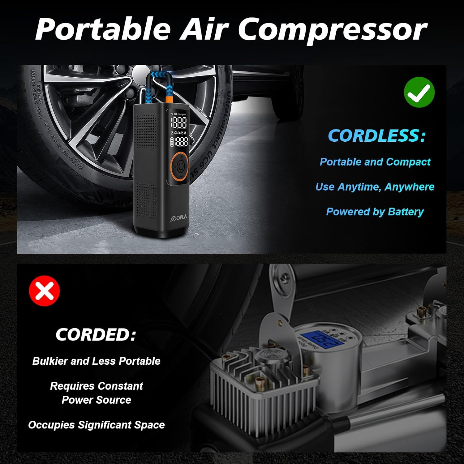 Portable Car Tire Inflator – 150 PSI Air Compressor with Digital LCD Display Souq Al Riyad