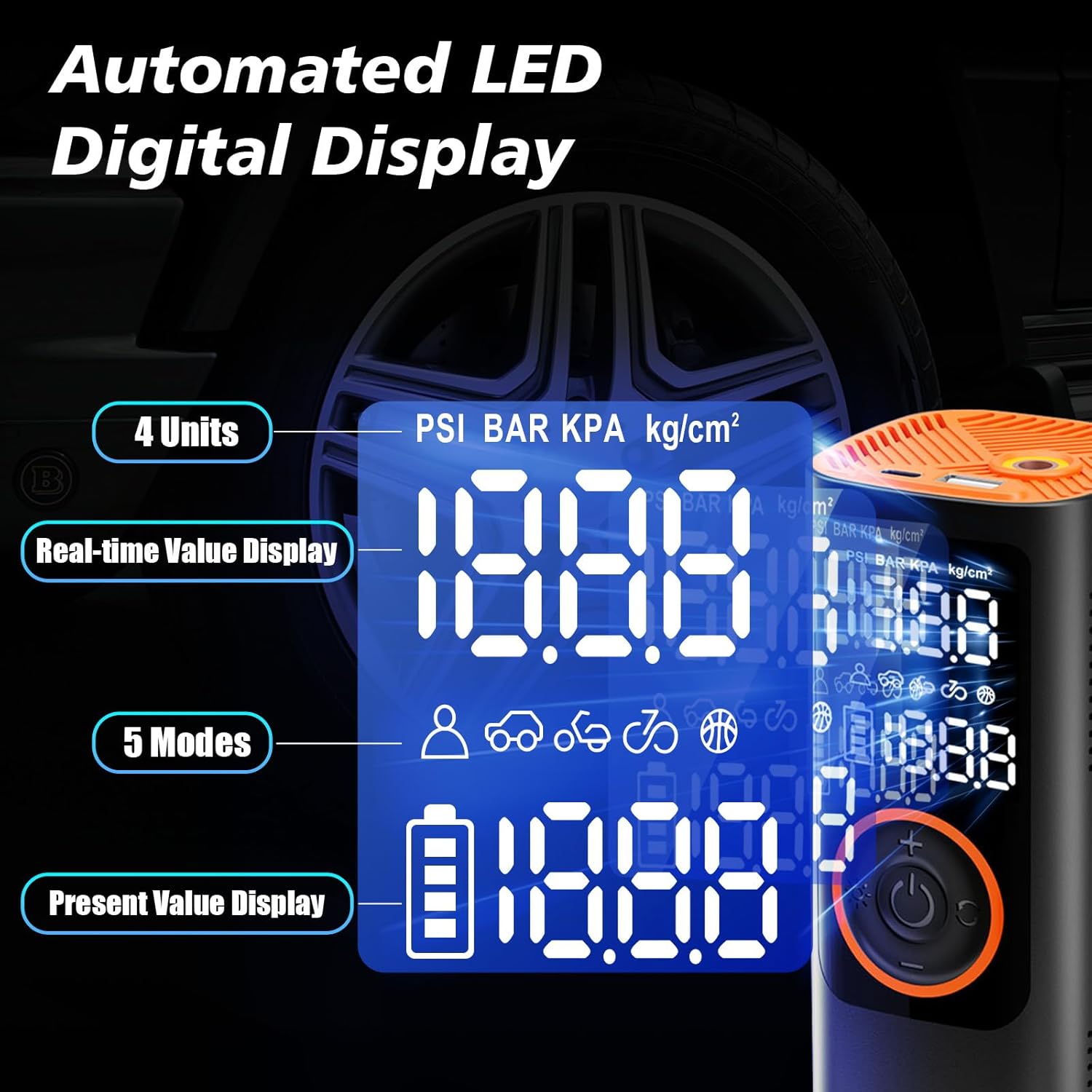 Portable Car Tire Inflator – 150 PSI Air Compressor with Digital LCD Display Souq Al Riyad