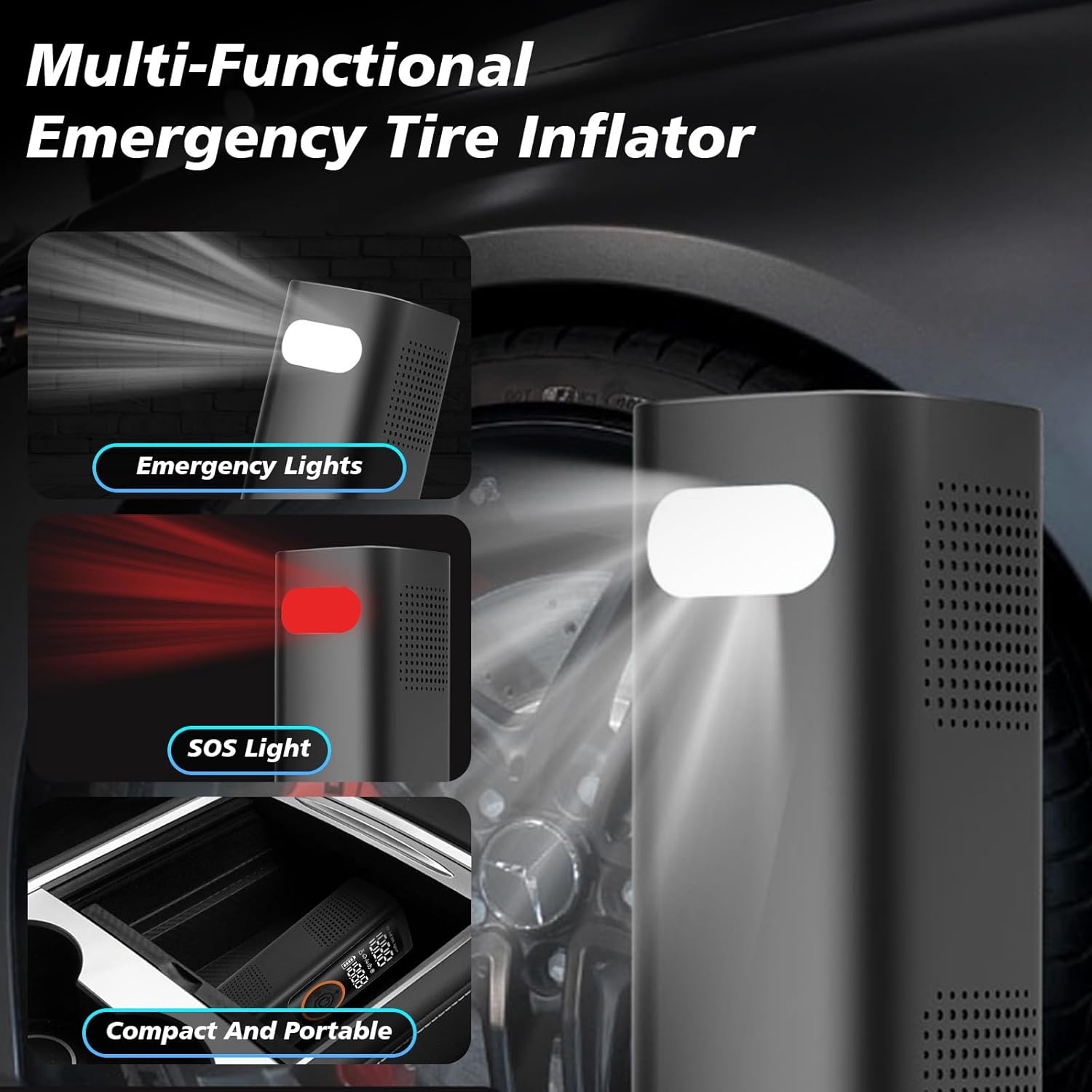 Portable Car Tire Inflator – 150 PSI Air Compressor with Digital LCD Display