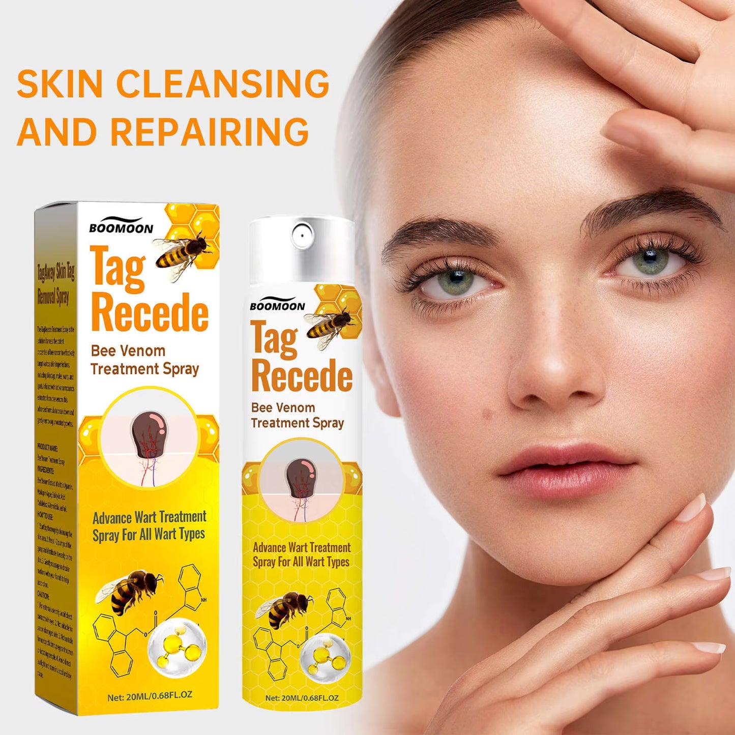 Tag Recede Bee Venom Repair Spray – Advanced Skin Tag & Wart Care | Natural Bee Venom Skin Repair Spray for Smooth Healthy Skin