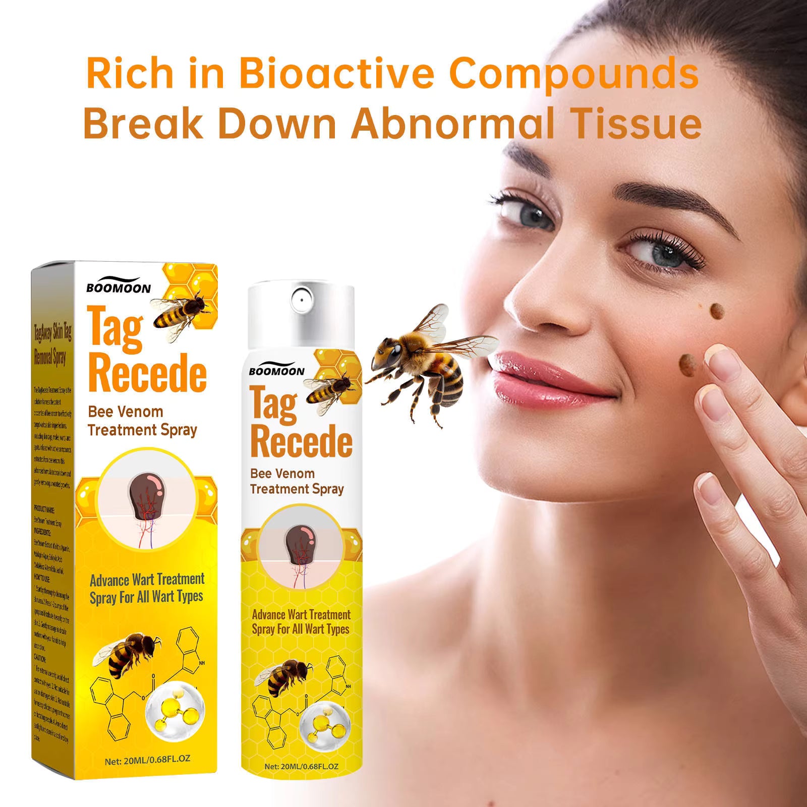 Tag Recede Bee Venom Repair Spray – Advanced Skin Tag & Wart Care | Natural Bee Venom Skin Repair Spray for Smooth Healthy Skin