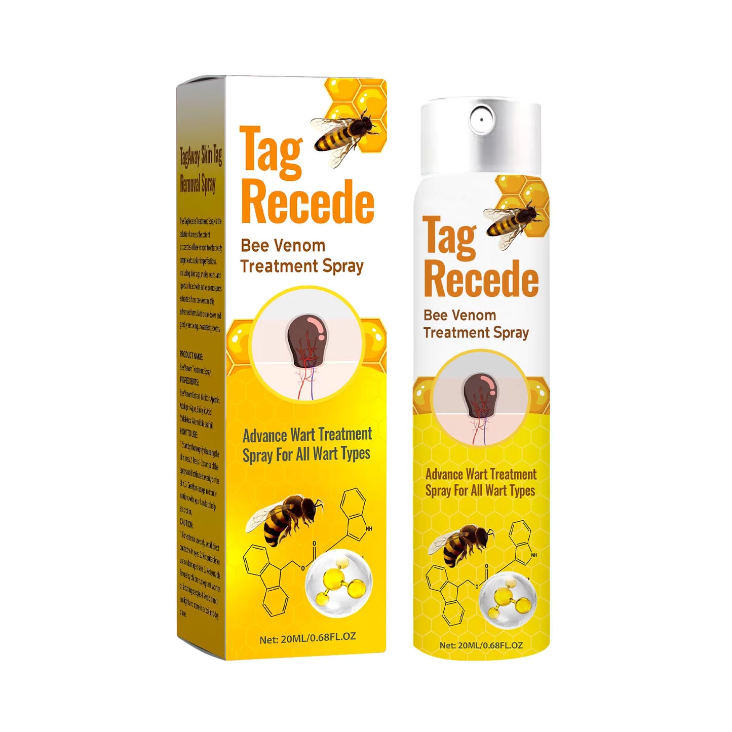 Tag Recede Bee Venom Repair Spray – Advanced Skin Tag & Wart Care | Natural Bee Venom Skin Repair Spray for Smooth Healthy Skin