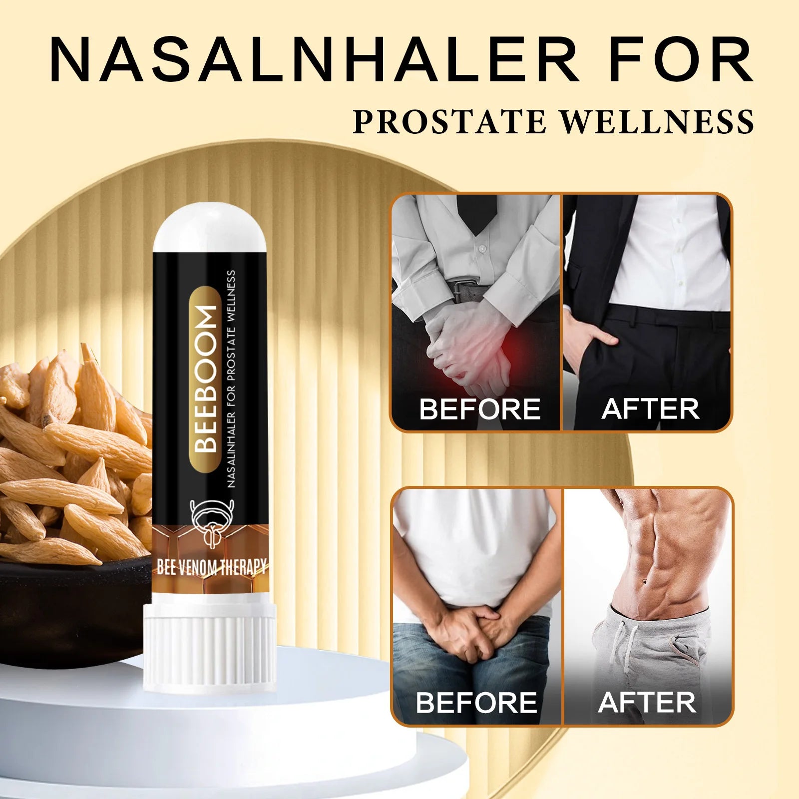 BeeBoom Nasal Inhaler for Prostate Wellness – Natural Bee Venom Prostate Support | Fast Absorbing Nasal Inhaler for Men’s Prostate Health