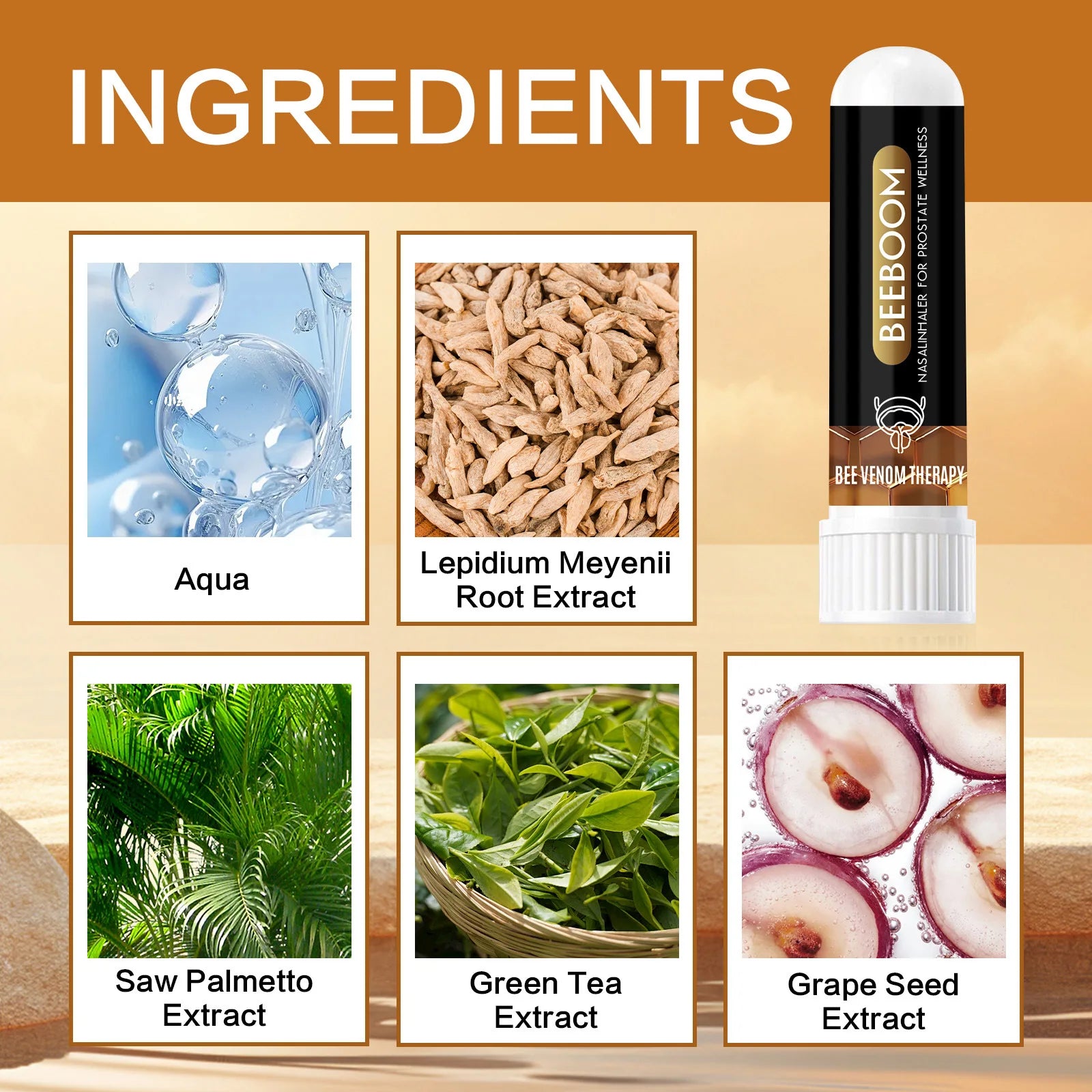 BeeBoom Nasal Inhaler for Prostate Wellness – Natural Bee Venom Prostate Support | Fast Absorbing Nasal Inhaler for Men’s Prostate Health