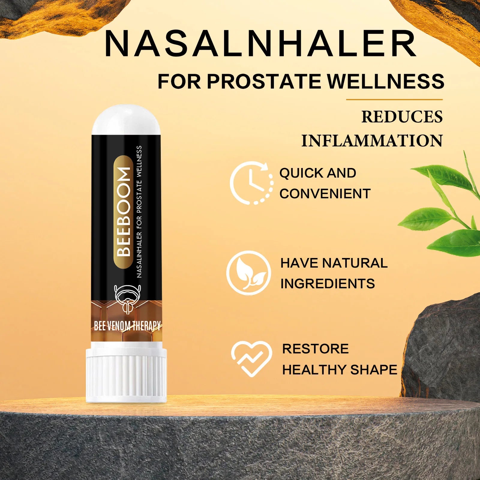 BeeBoom Nasal Inhaler for Prostate Wellness – Natural Bee Venom Prostate Support | Fast Absorbing Nasal Inhaler for Men’s Prostate Health
