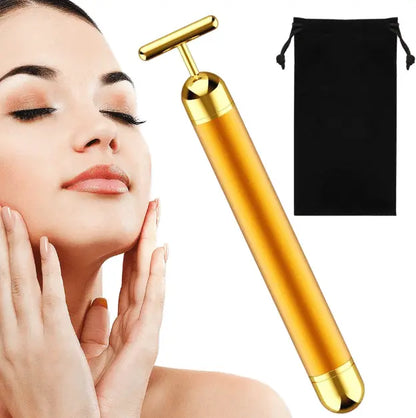 V-Shaped Electric Facial Massage Bar – Gold Micro-Vibration Facial Sculptor Souq Al Riyad